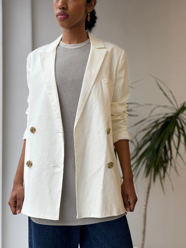 Jenni Kayne Double Breasted Blazer in Ivory, 6