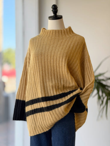 By Malene Birger Paprikana Striped Knitted Sweater In Camel, Small
