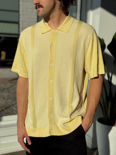 Todd Snyder Yellow Knit Short Sleeve Shirt, Men's XLarge