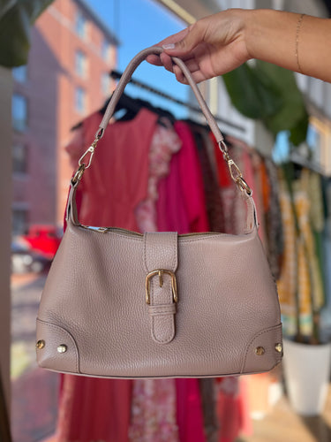 Made in Italy Blush Leather Shoulder Bag AS IS