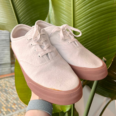 Reformation Ivory Canvas Sneakers, 10