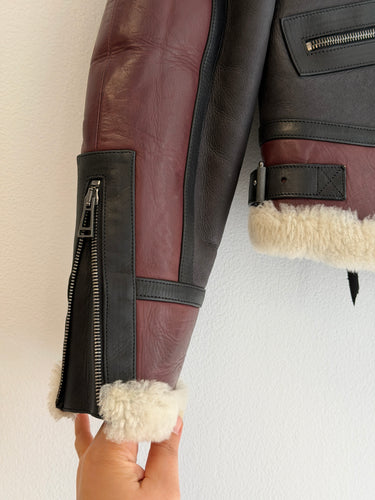 Belstaff Shearling Lamb Leather Aviator Jacket, 42