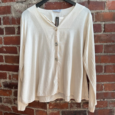 Honest Cotton Ivory Button Up Top, Fits Small