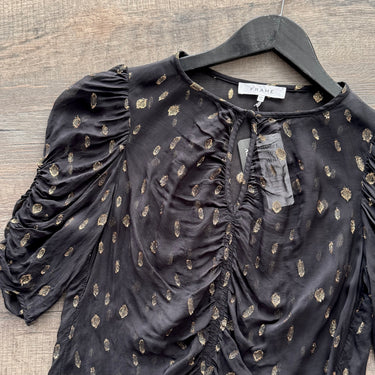 Frame Shirred Sheer Top, XSmall