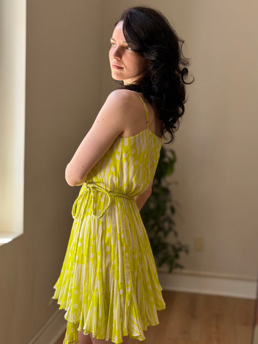 Rhode Neon Pattern Swing Skirt Mini Dress, XSmall