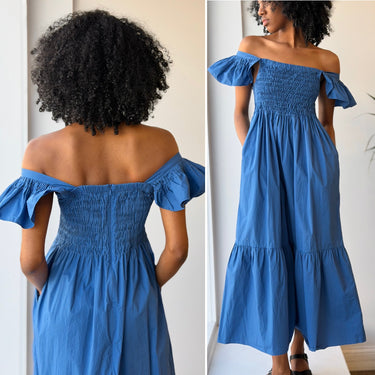 Sea NY Simona Smocked Blue Dress, XSmall