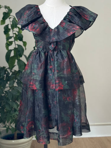 Ganni Organza Rose Tulled Mini Dress, 38