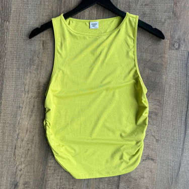Sunday Best Neon Green Ruched Side Tank Top, Medium