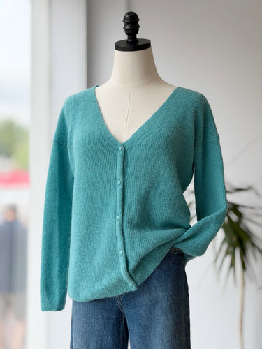 Sezane Barry Reversible Cardigan in Teal, XSmall
