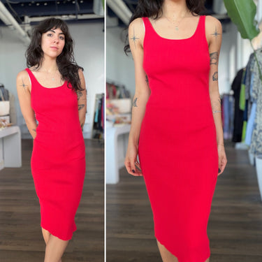 Wilfred Free Red Ribbed Midi Dress, Large