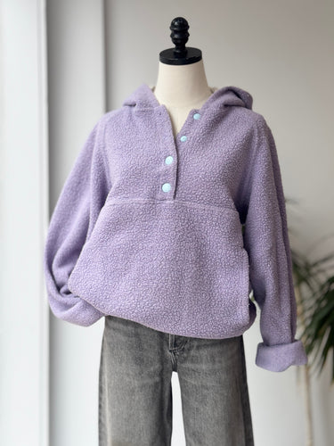 Outdoor Voices AS IS Purple Teddy Fleece Pullover - missing snaps, Small