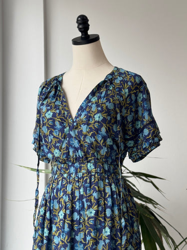 Banjana Blue Floral Midi Dress, XSmall