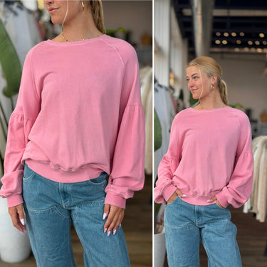 The Great Pink Distressed Sweatshirt, 2-Medium