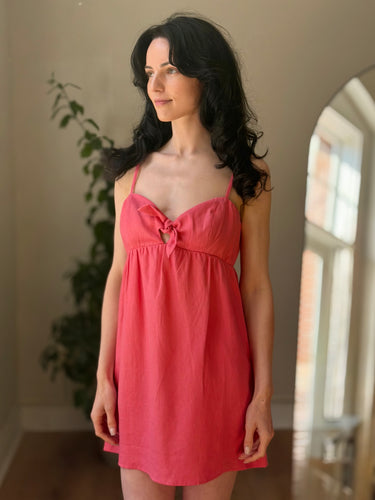 Reformation Ryland Linen Mini Dress in Pink, 4