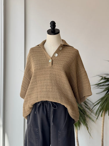 Samsoe Samsoe Jorgia Knit Polo Top in Elmwood, XS/S