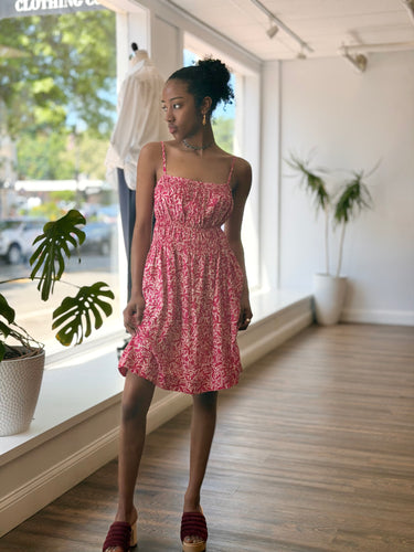Natalie Martin Gina Mini Dress in Gloriosa Print Flamingo, XSmall