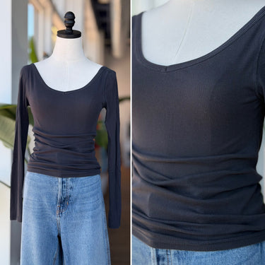 Everlane Charcoal Ribbed LS Top, Small