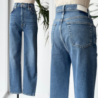 Re/Done 90's High Rise Ankle Crop Jeans in Medium Wash, 29