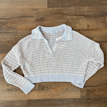 525 Blue and White Loose Knit Stripe Sweater, XS