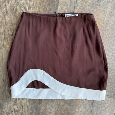 Reformation Brown W/ White Trim Mini Skirt, 0