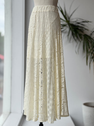 Vici Cream Lace Midi Skirt, Small