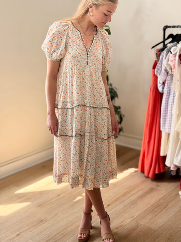 The Great Pastel Floral Whip Stitched Ravine Dress, 0/XSmall