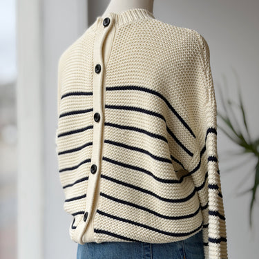 Alex Mill Button Back Crewneck Stripe Sweater - as is, XSmall