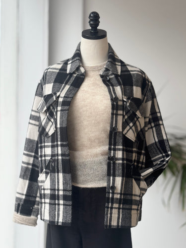 Reformation Giles Black & White Plaid Jacket, XSmall