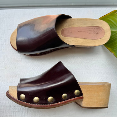 Rachel Comey Burgundy Studded Clogs- as is, 7.5