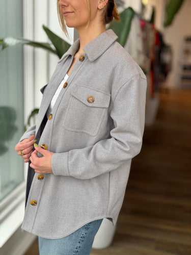 Good American Grey Shacket, 1/2