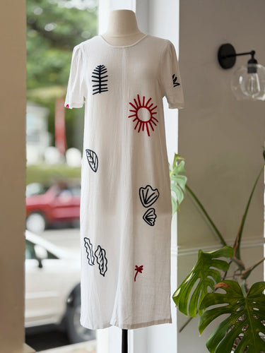 L.F.Markey Ivory Embroidered Dress, US 0