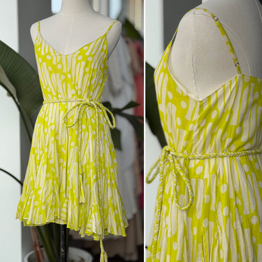 Rhode Neon Pattern Swing Skirt Mini Dress, XSmall