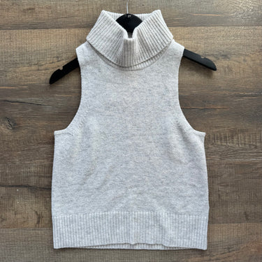 Madewell Heather Grey Knit Sleeveless Turtleneck Top, Meidum