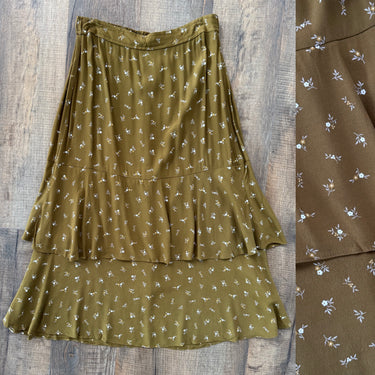 Madwell Green Floral Tiered Skirt, Medium