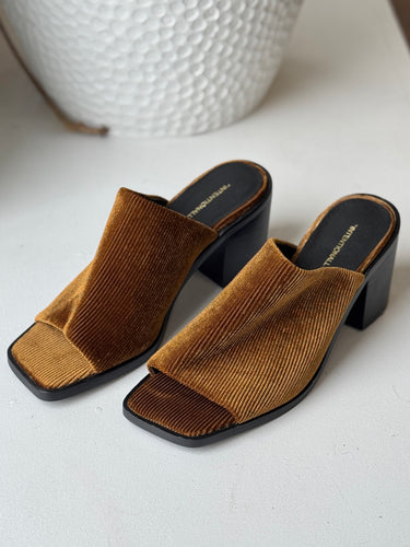 Intentionally Blank Rib Peep Toe Mules, 7