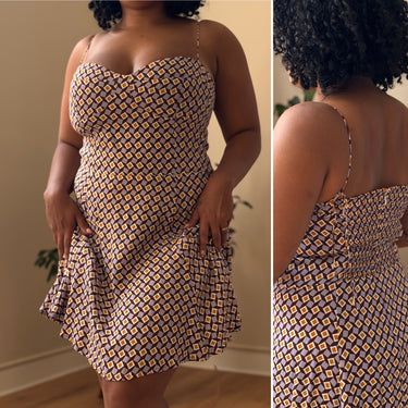 Reformation Diamond Print Tie Strap Mini Dress, 12