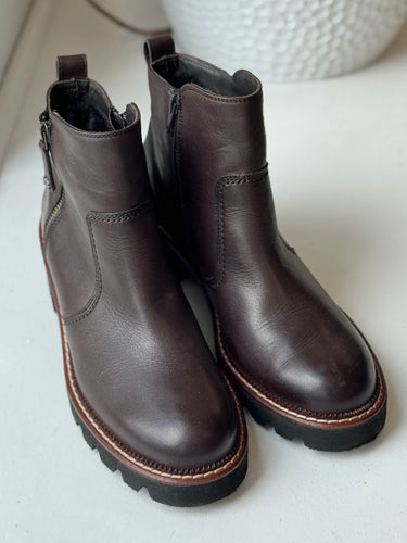 Paul Green Dark Brown Ankle Boots with Faux Fur Lining, AU 5 / US 7.5