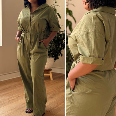 CO Olive Waist Tie Jumpsuit - as is, Large