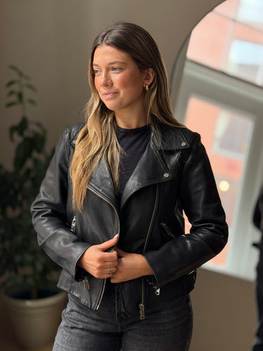 Reiss Leather Biker Jacket, 10