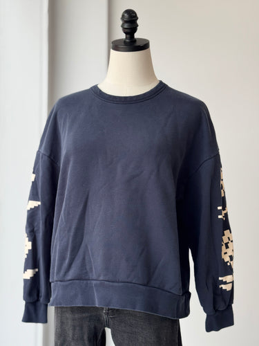 The Tiny Big Sister Navy Pixel Floral Sweatshirt, 38/6