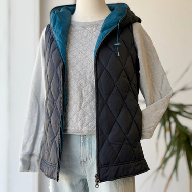 LL Bean Signature Navy Down Hooded Puff Vest, XSmalli