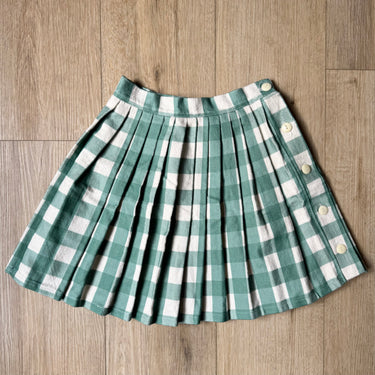 Lisa Says Gah Green Check Pleated Skirt, XS