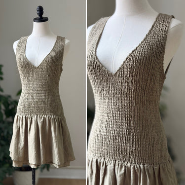 Wilfred NWT Sundried Olive Smocked Dress, Medium