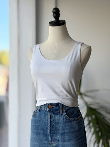 Eileen Fisher White Crop Tank Top, XSmall