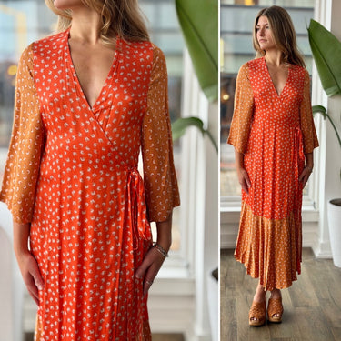 Rodebjer Millie Wrap Dress in Sandy Ochre, Small