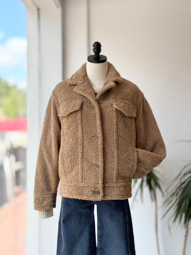 Vince Faux Fur Teddy Trucker Jacket, Small