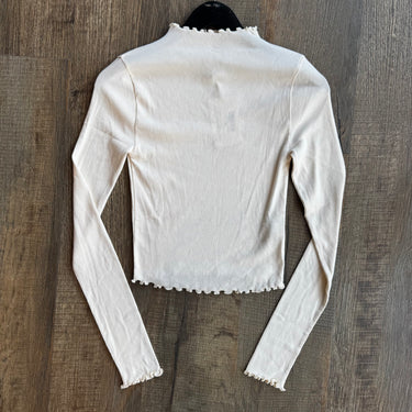 Organic Basics Cream Lettuce Edge Long Sleeve Top, small