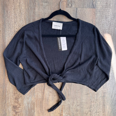 Shaina Mote Black Wrap Sweater, Medium