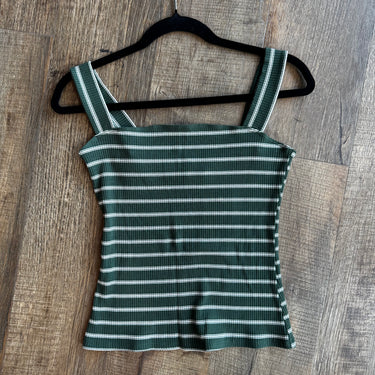 Reformation Green Striped Ribbed Tank, medium