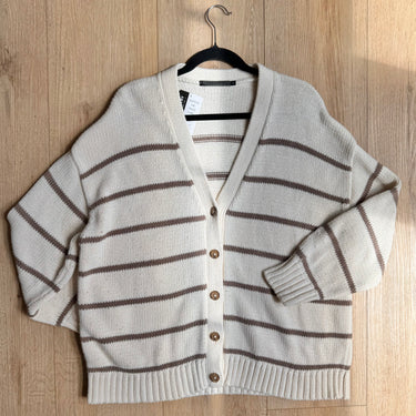 Jenni Kayne Striped Cotton Cardigan AS IS, XSmall